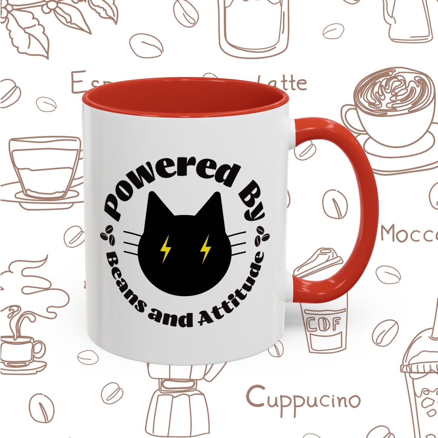 Powered By Beans and Attitude Coffee Mug | Accent Mug 11oz 15oz