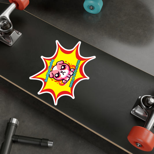 Small but Sizzling Bulldog Vinyl Decal — Fiery Pink Kiss-Cut Sticker