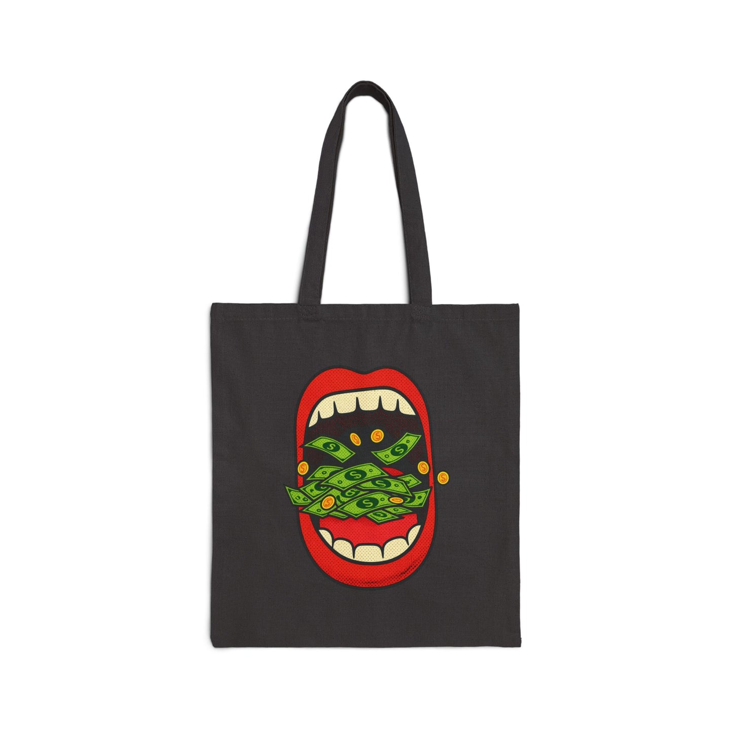 Eating Prosperity - Pop Art Money Mouth Graphic - Canvas Tote
