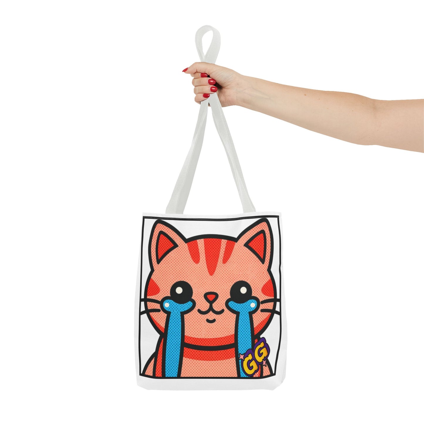 Good Game Tears of Joy - Cute Crying Cat Tote Bag – Kawaii Pop Art Cat Emote GG