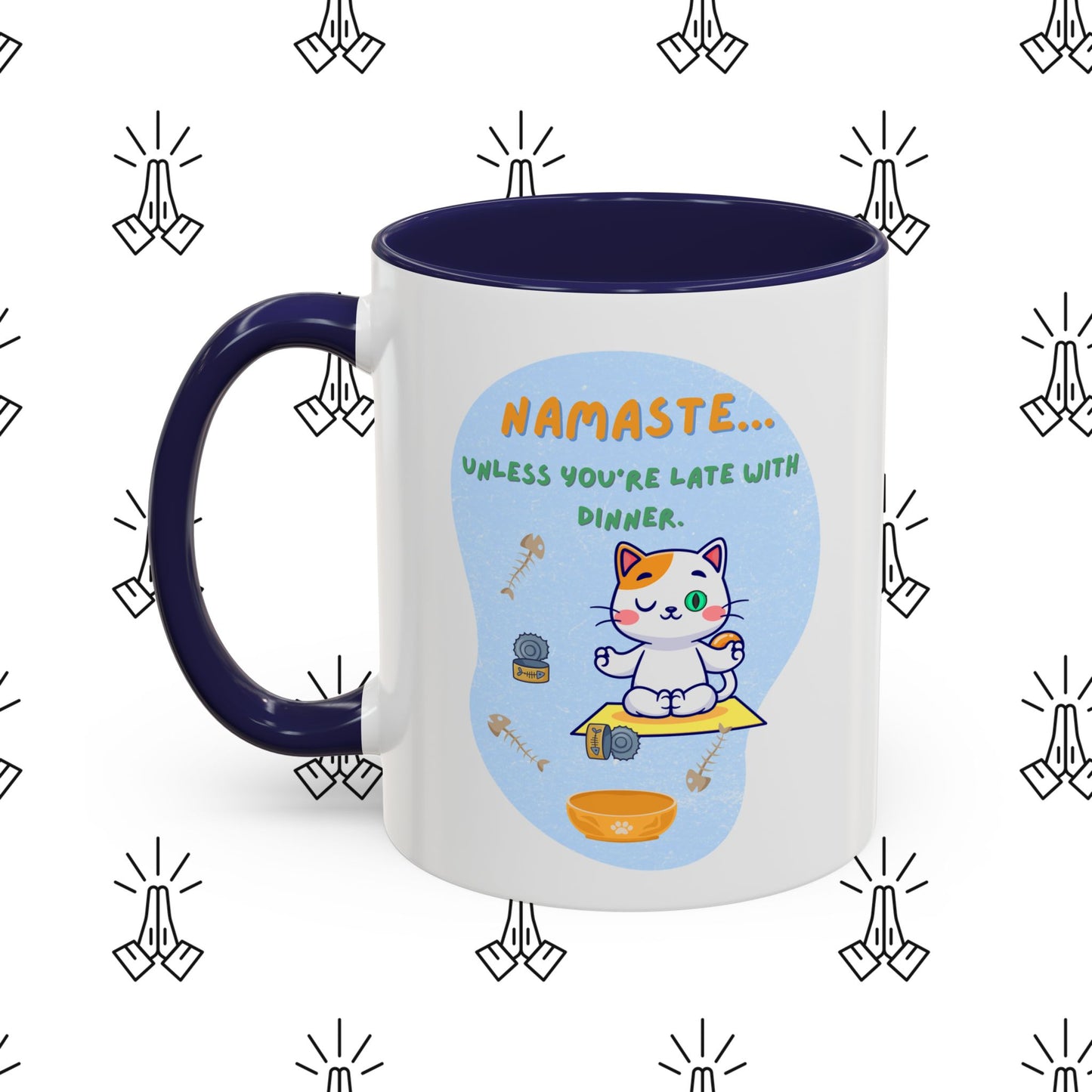 Namaste Cat Accent Coffee Mug | Cute Cat Mug, Coffee Cup Gift, Yoga Lover's Mug, Cat Lover Gift, Stylish Drinkware