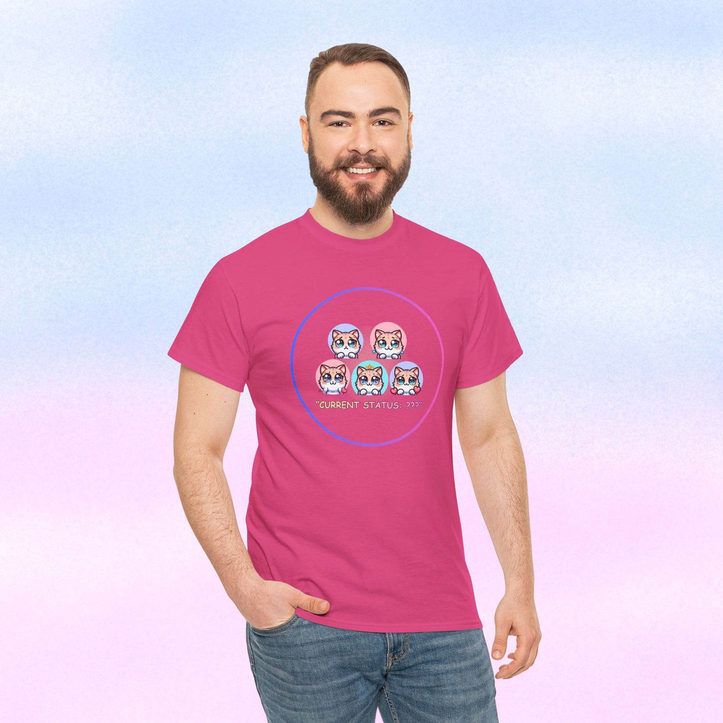 Cat Mood Tee — "Current Status: ???" Cute Kawaii Cat Faces T-Shirt