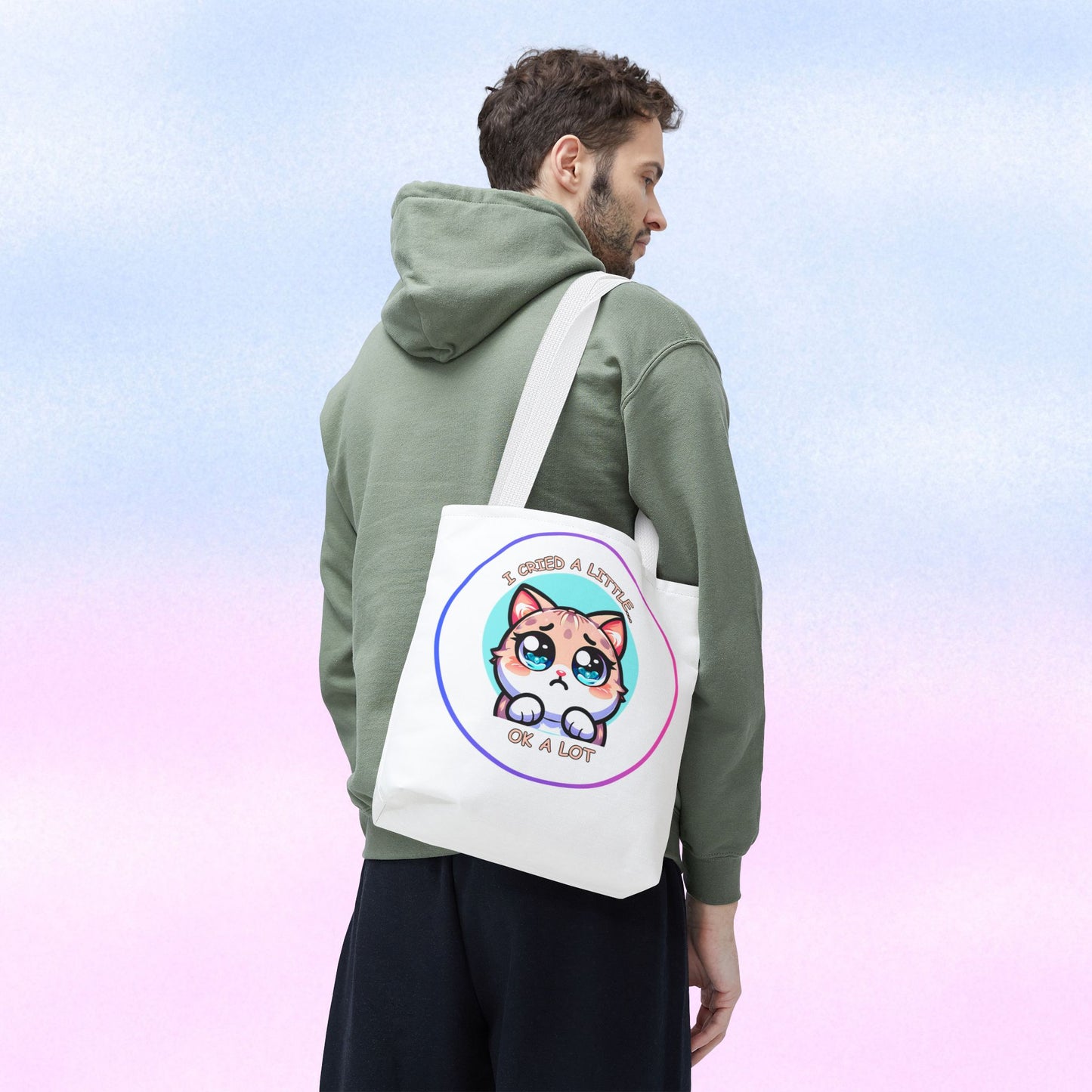 I Cried a Little.... Ok a lot - Tote Bag | Cute Kawaii Cat Illustration