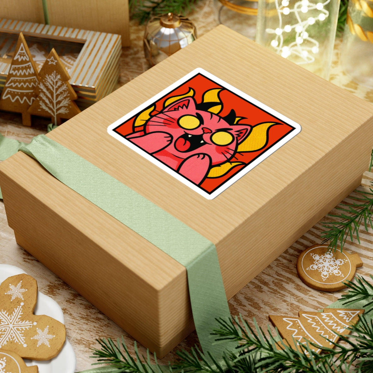 Evil Laughing Cat - Twitch Emote - Cute Devil Cat Kiss-Cut Decal for Laptops & Water Bottles