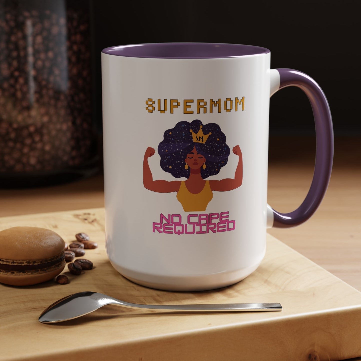 Accent Coffee Mug — "Supermom: No Cape Required" Empowerment Coffee Mug