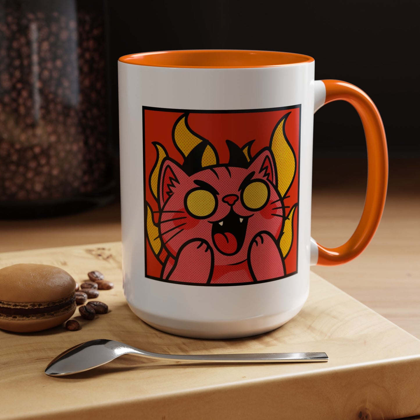 Evil Laughing Cat - Twitch Emote - Cute Devil Cat Accent Coffee Mug (11/15oz)