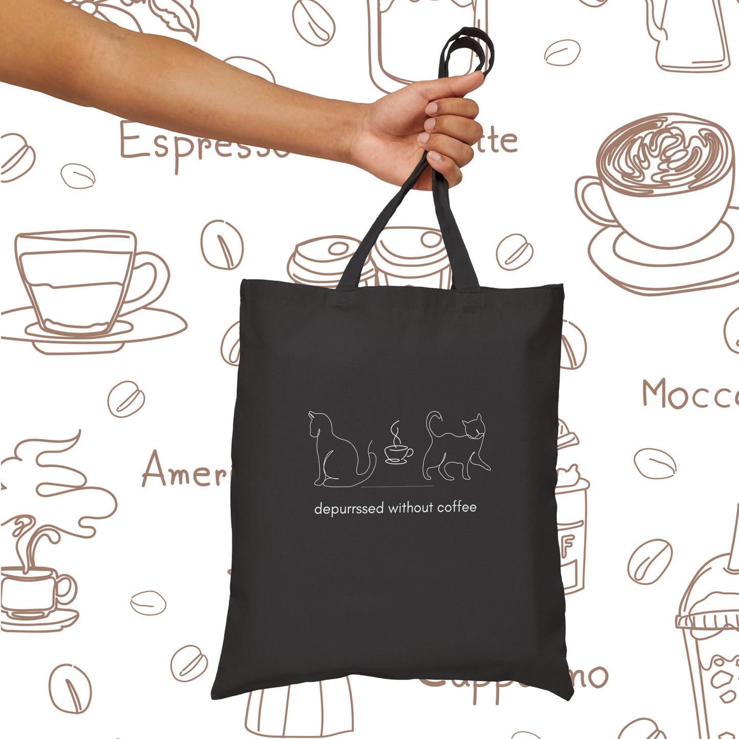 Depurrssed Without Coffee Canvas Tote Bag — Minimalist Coffee Lover Tote