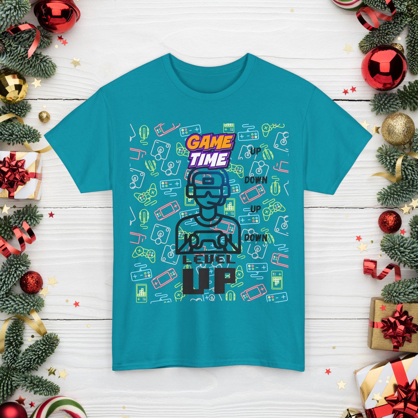 Level Up Gamer T-Shirt — "Game Time" Retro Pixel Video Game Tee