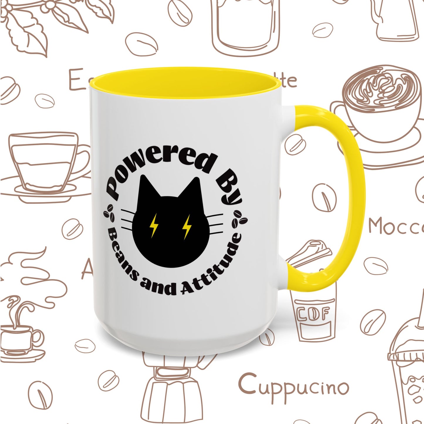 Powered By Beans and Attitude Coffee Mug | Accent Mug 11oz 15oz