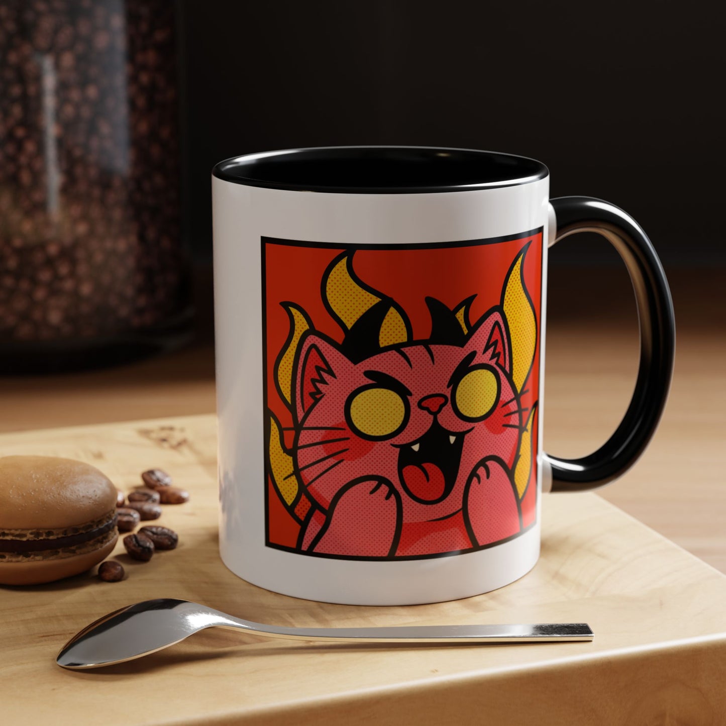 Evil Laughing Cat - Twitch Emote - Cute Devil Cat Accent Coffee Mug (11/15oz)