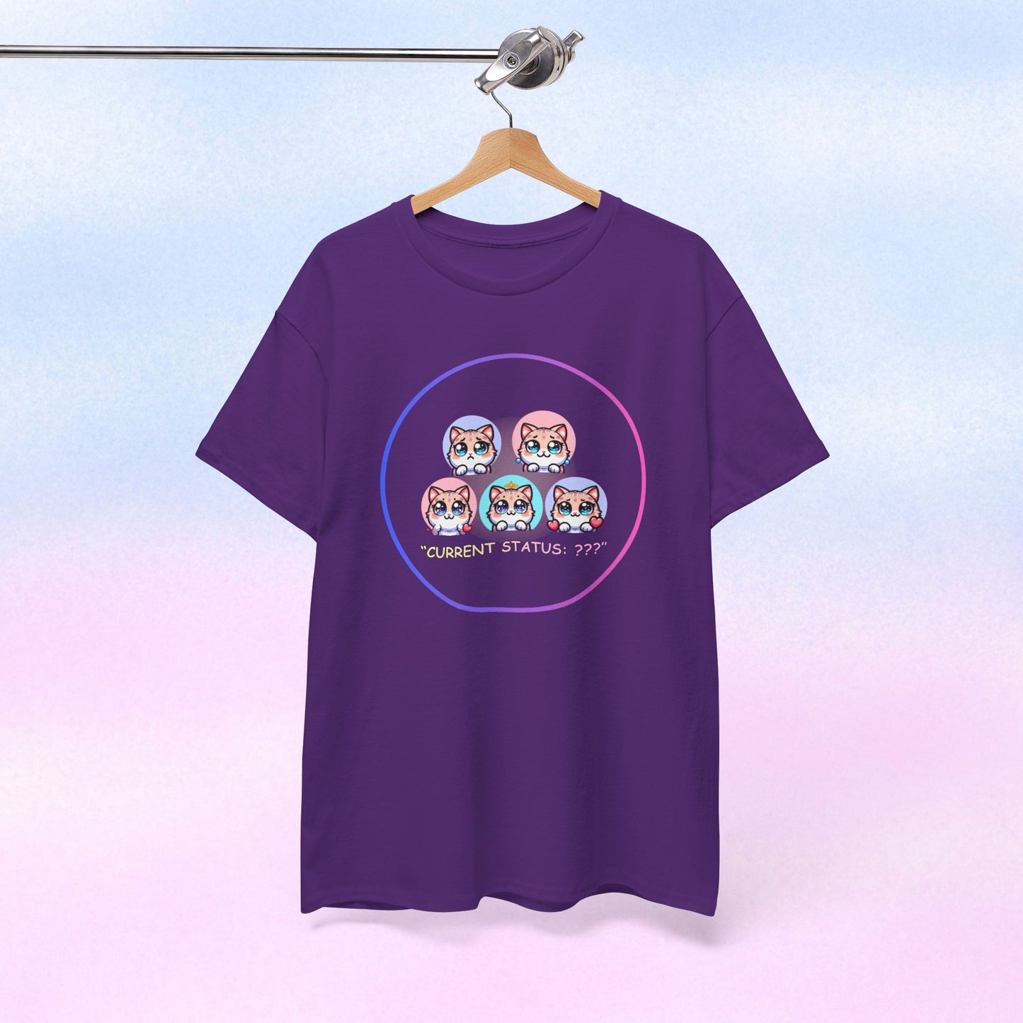 Cat Mood Tee — "Current Status: ???" Cute Kawaii Cat Faces T-Shirt