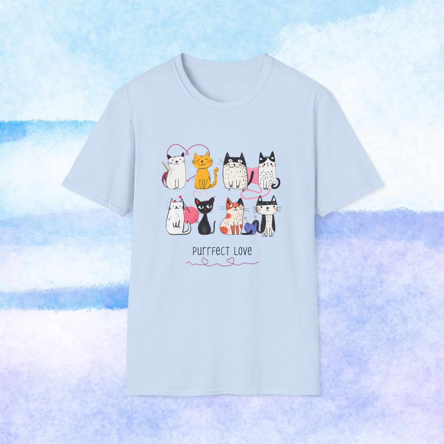 Cat Lover T-Shirt — "Purrfect Love" Cute Cartoon Cats Tee
