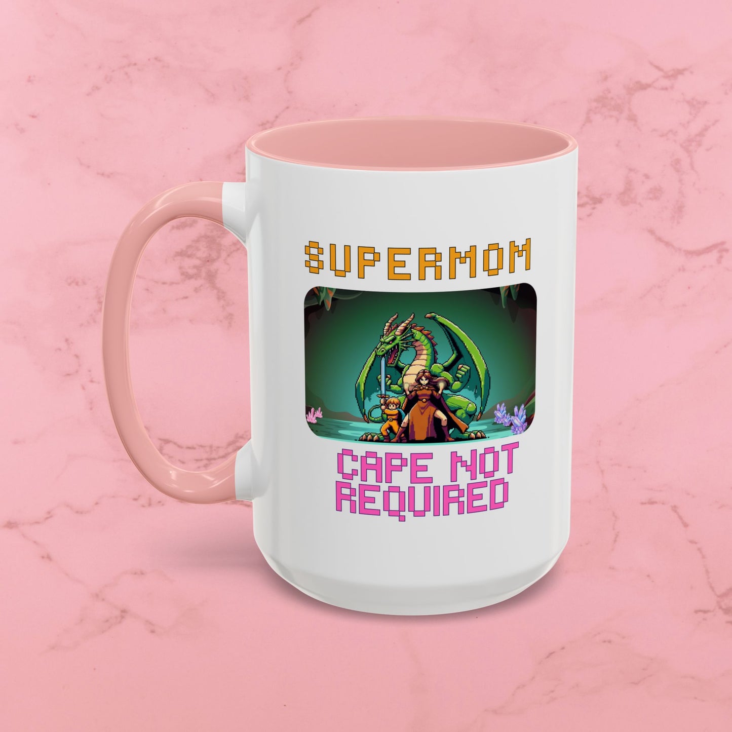 Dungeon Crawling Coffee Mug — "Supermom: Cape Not Required" Accent Mug (11/15oz)