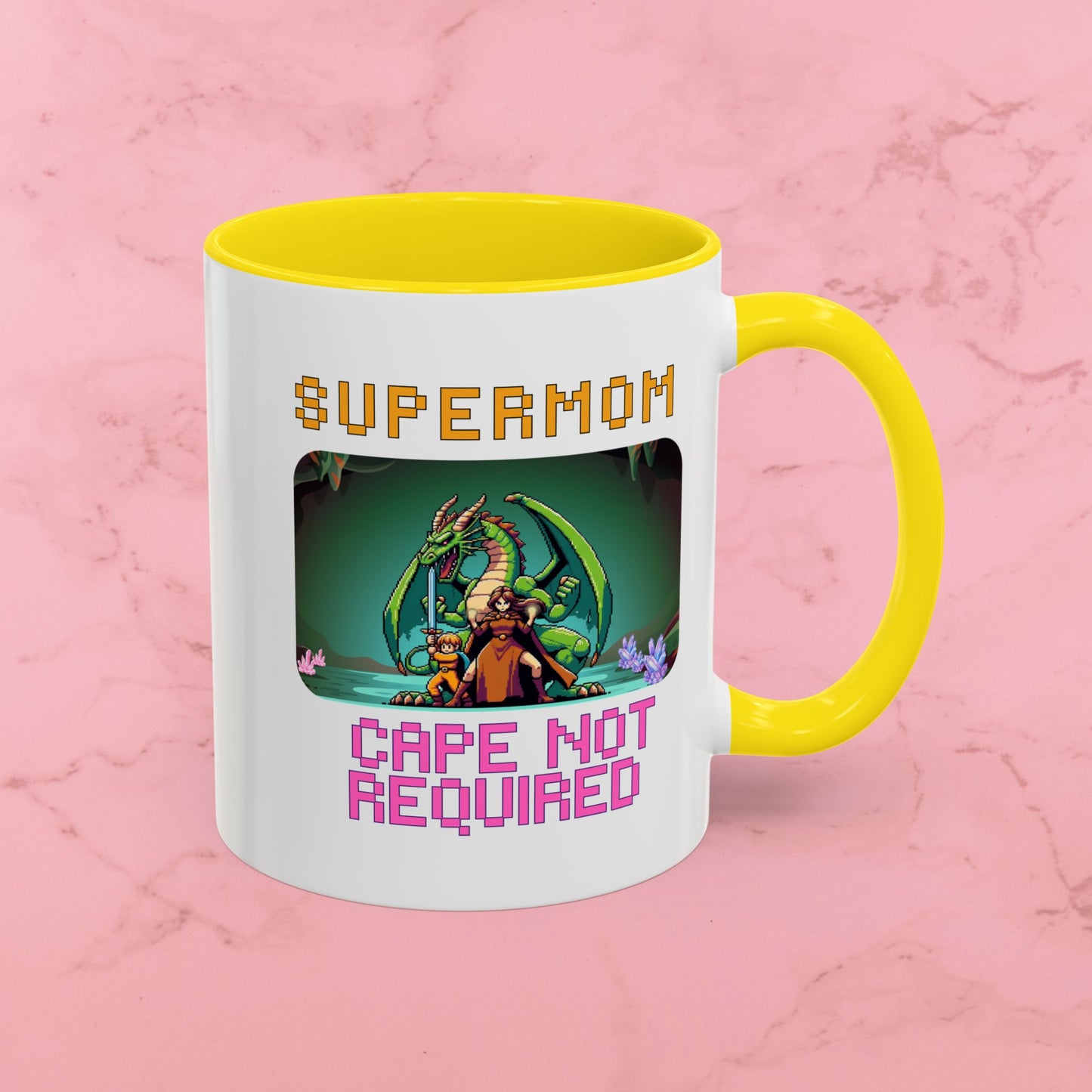 Dungeon Crawling Coffee Mug — "Supermom: Cape Not Required" Accent Mug (11/15oz)