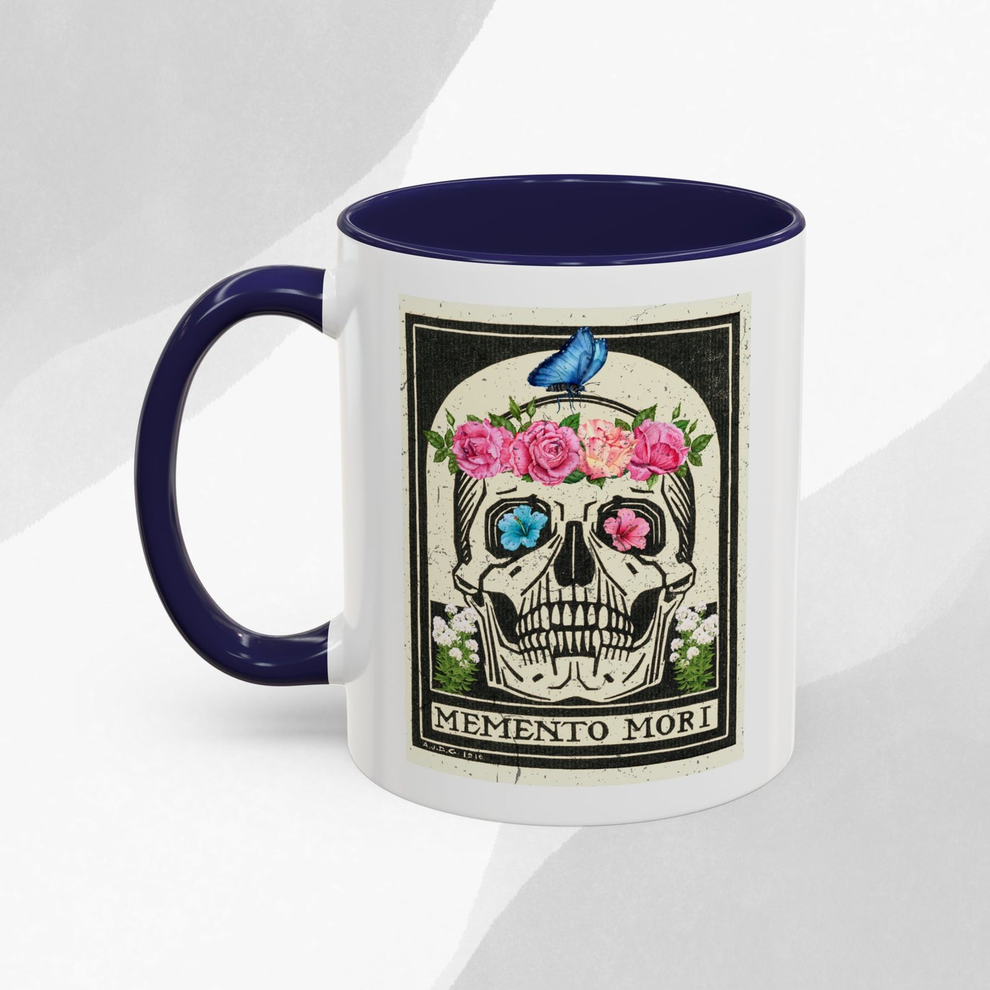 Memento Mori Coffee Mug, Floral Skull Mug, Gothic Gift, Day of the Dead Decor, Vintage Style Drinkware, Unique Kitchenware