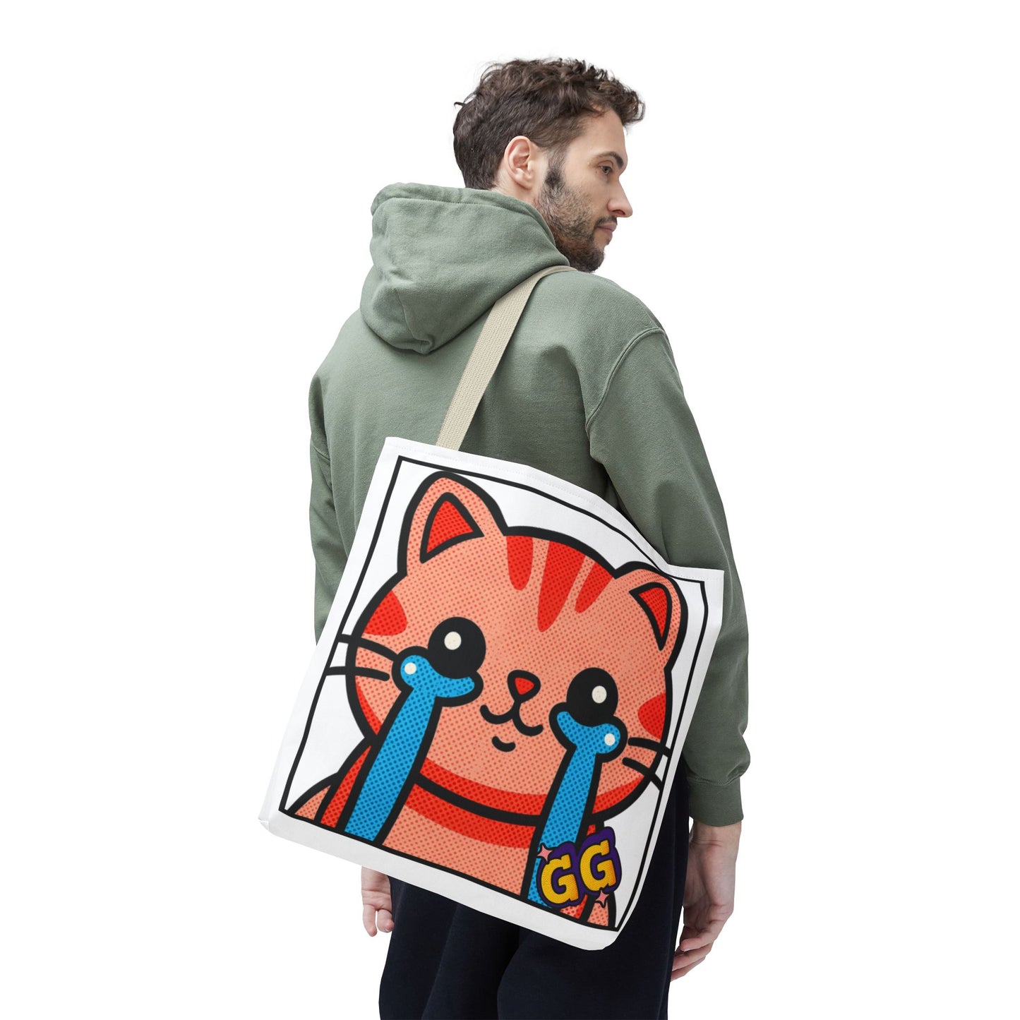 Good Game Tears of Joy - Cute Crying Cat Tote Bag – Kawaii Pop Art Cat Emote GG