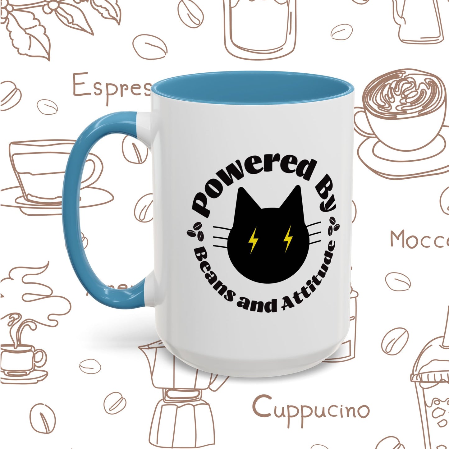 Powered By Beans and Attitude Coffee Mug | Accent Mug 11oz 15oz