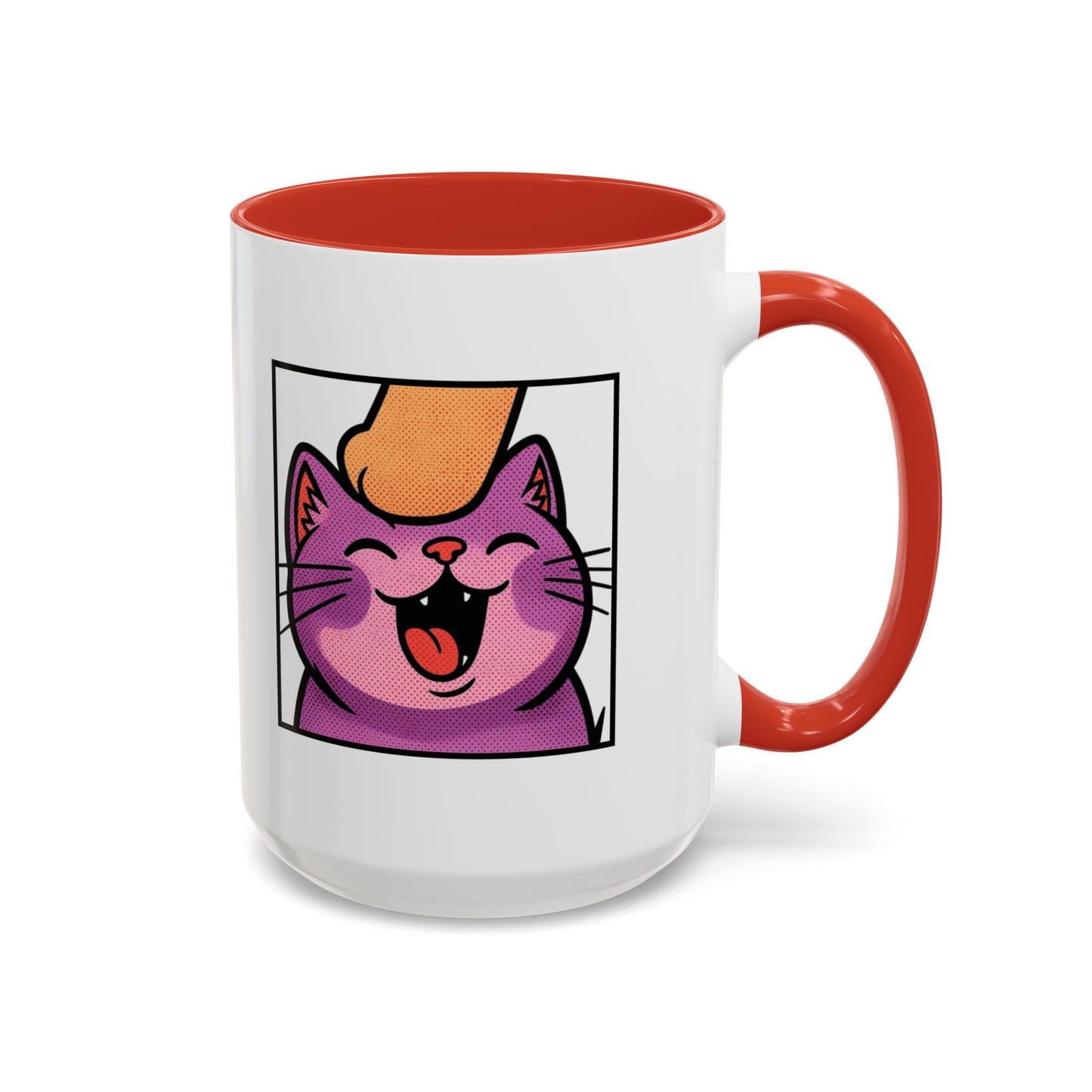 Pet Me, Purrfectly Happy Twitch Emote Cat Accent Coffee Mug – Cute Smiling Cat Illustration (11/15oz)