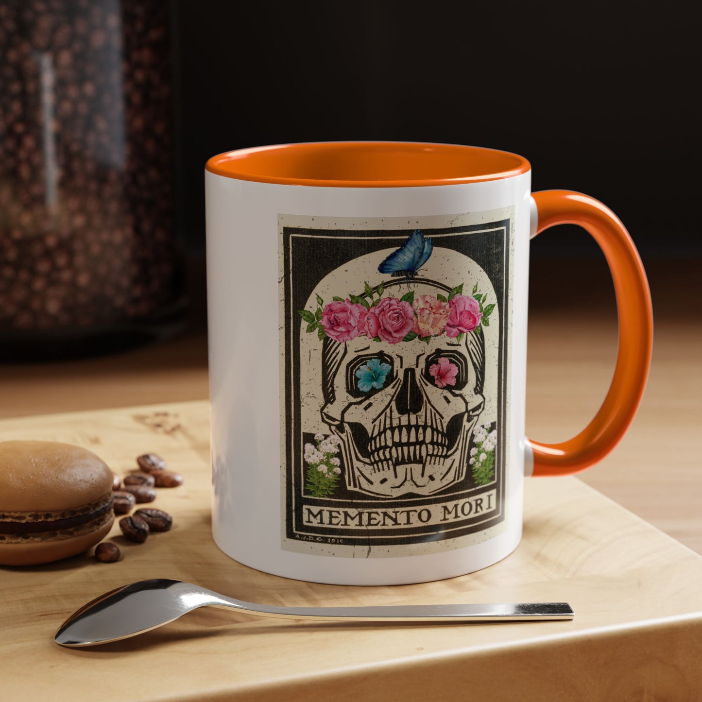 Memento Mori Coffee Mug, Floral Skull Mug, Gothic Gift, Day of the Dead Decor, Vintage Style Drinkware, Unique Kitchenware