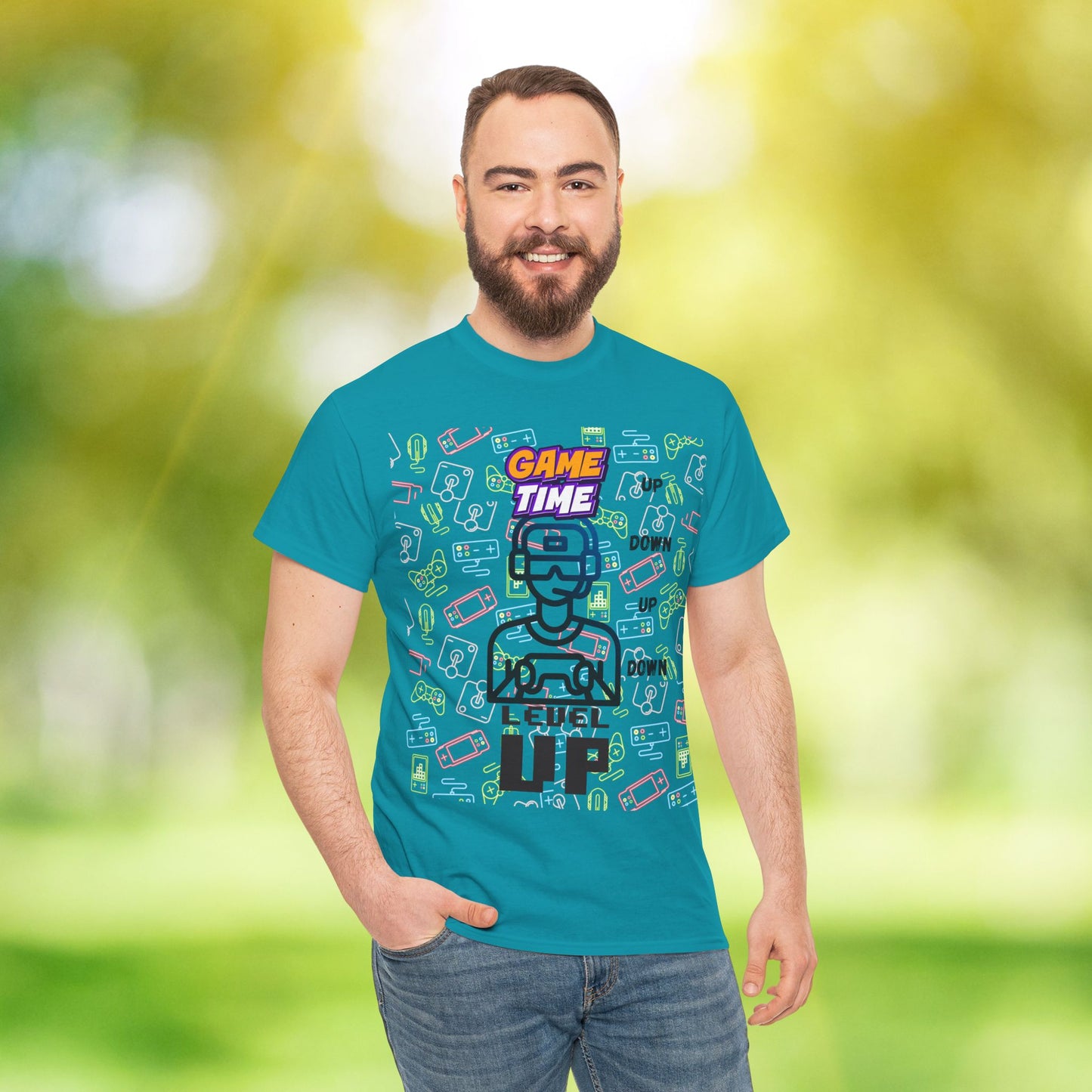 Level Up Gamer T-Shirt — "Game Time" Retro Pixel Video Game Tee