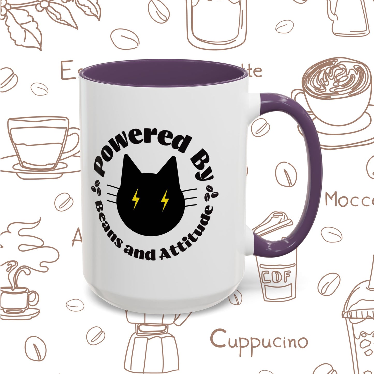 Powered By Beans and Attitude Coffee Mug | Accent Mug 11oz 15oz