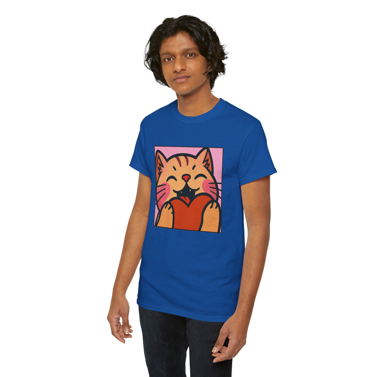 Cute Cat Holding Heart T‑Shirt — Cute Kitty Love Graphic Tee