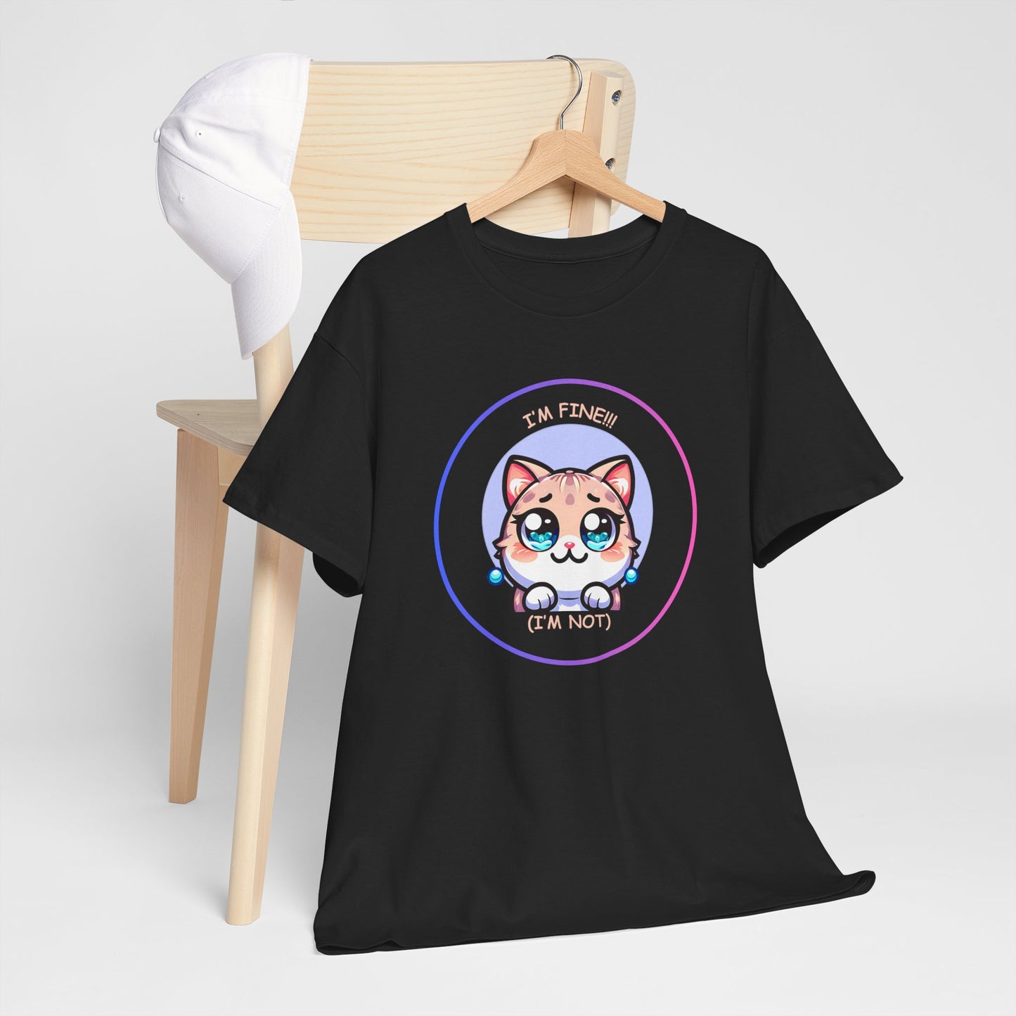 I'm Fine (I'm Not) — Cute Kawaii Cat Meltdown Emote Graphic T-Shirt