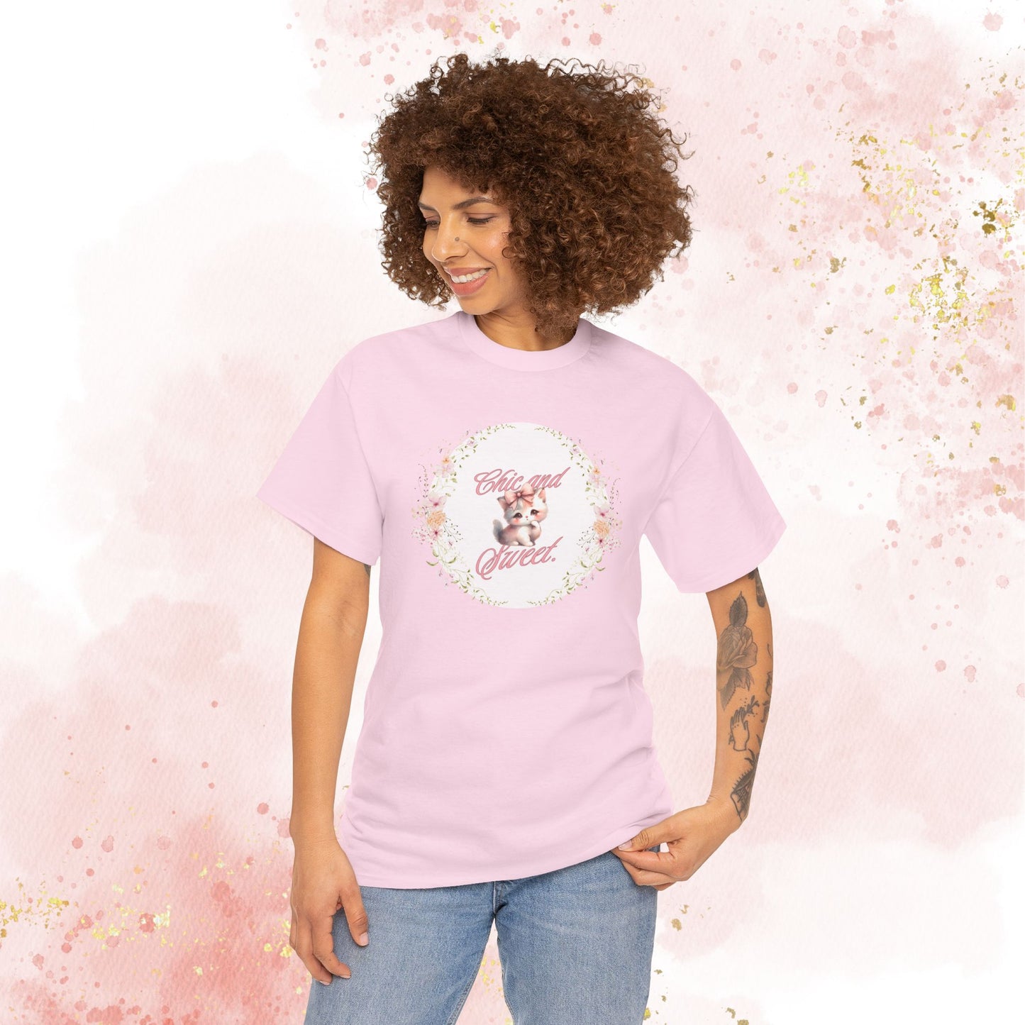 Chic & Sweet - Blushing Kitten Valentine Tee, V-Day, Cat Lovers Gift, Everyday Wear
