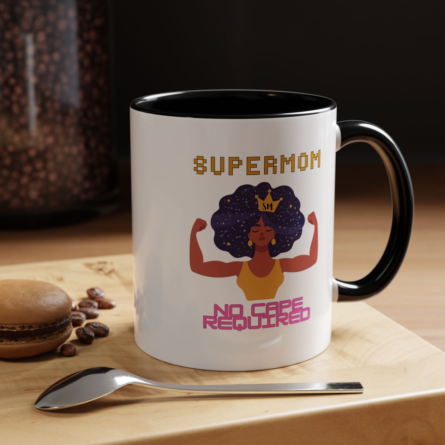 Accent Coffee Mug — "Supermom: No Cape Required" Empowerment Coffee Mug