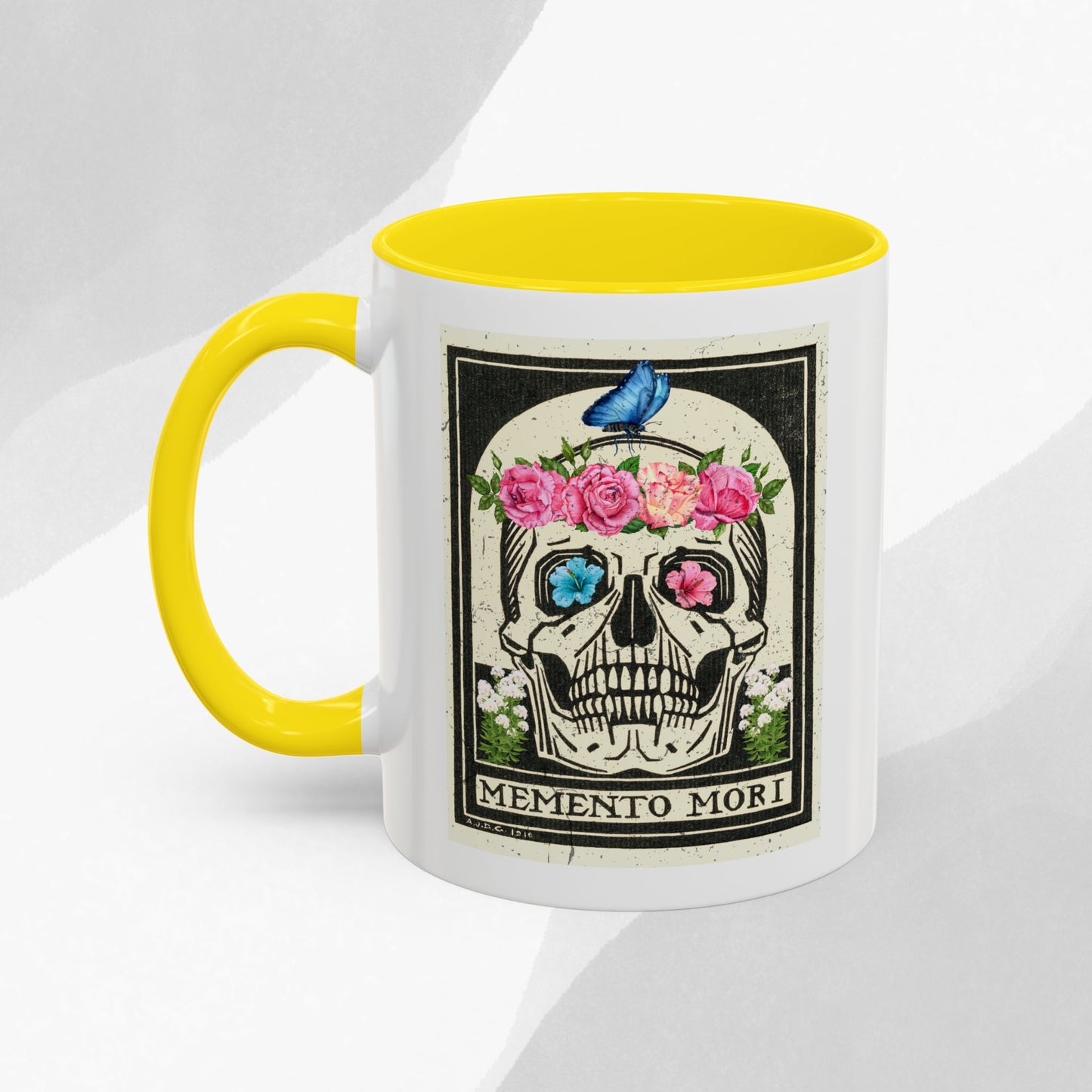 Memento Mori Coffee Mug, Floral Skull Mug, Gothic Gift, Day of the Dead Decor, Vintage Style Drinkware, Unique Kitchenware