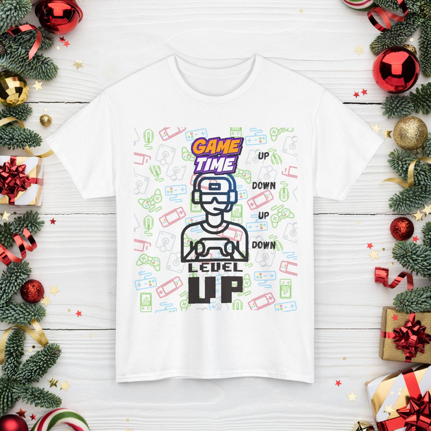 Level Up Gamer T-Shirt — "Game Time" Retro Pixel Video Game Tee