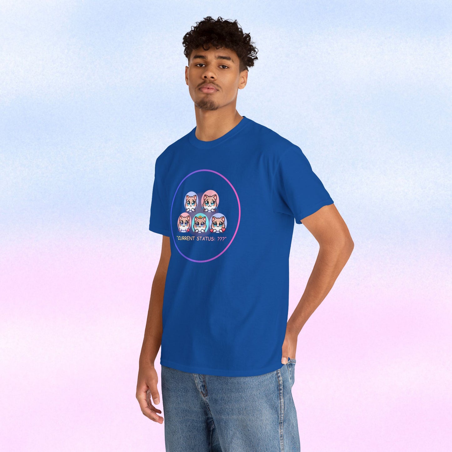 Cat Mood Tee — "Current Status: ???" Cute Kawaii Cat Faces T-Shirt