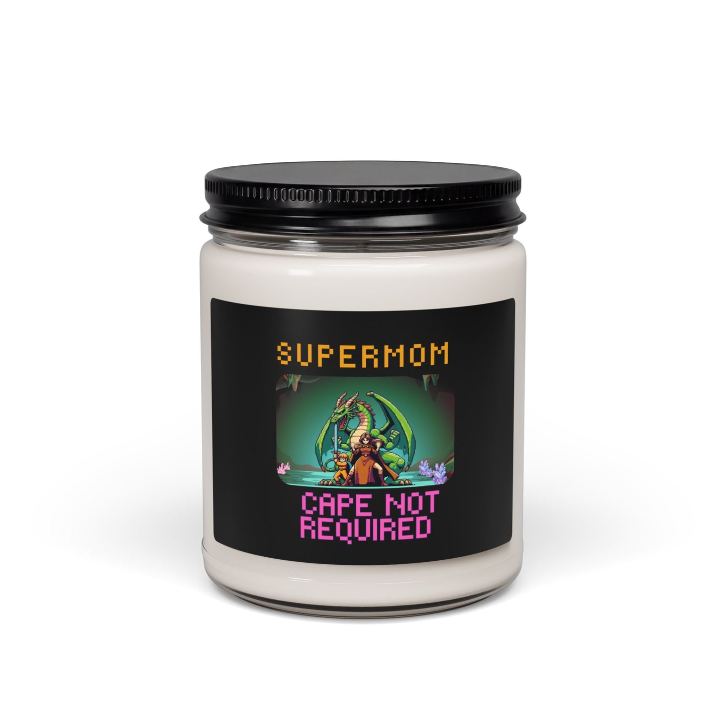 Dungeon Crawling Soy Candle — “Supermom: Cape Not Required” 9oz Scented Jar Candle