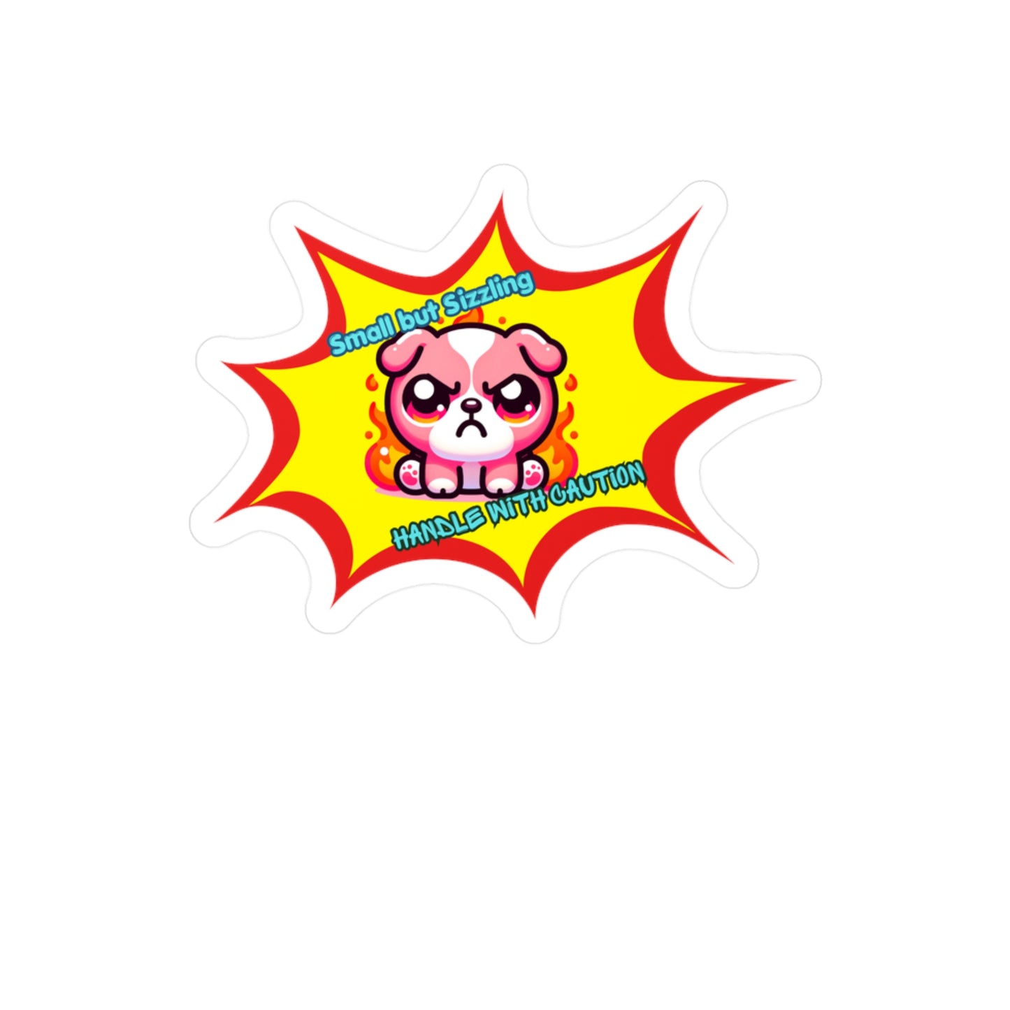 Small but Sizzling Bulldog Vinyl Decal — Fiery Pink Kiss-Cut Sticker