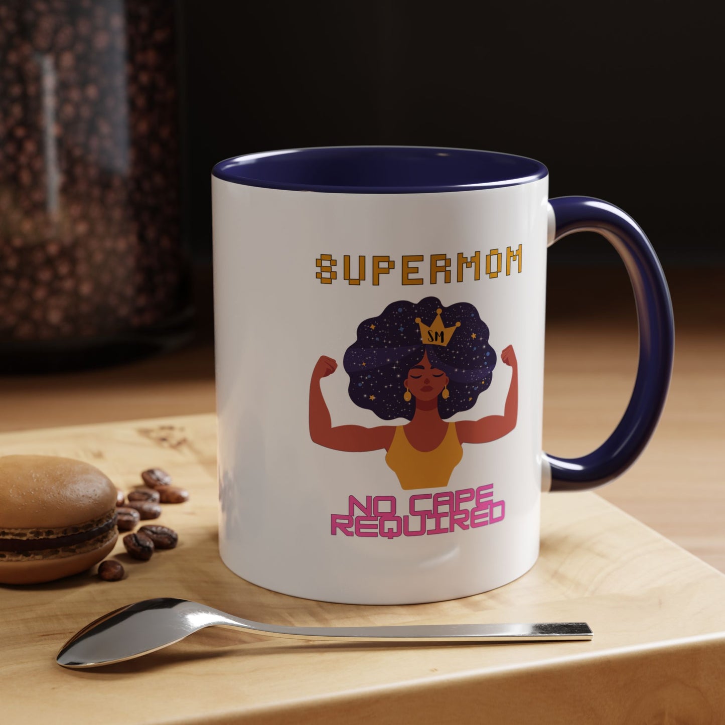 Accent Coffee Mug — "Supermom: No Cape Required" Empowerment Coffee Mug