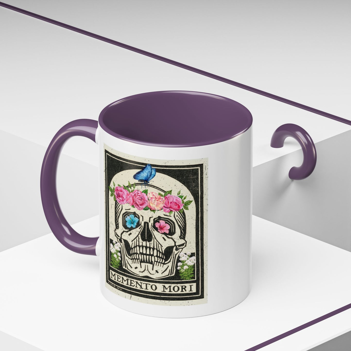 Memento Mori Coffee Mug, Floral Skull Mug, Gothic Gift, Day of the Dead Decor, Vintage Style Drinkware, Unique Kitchenware