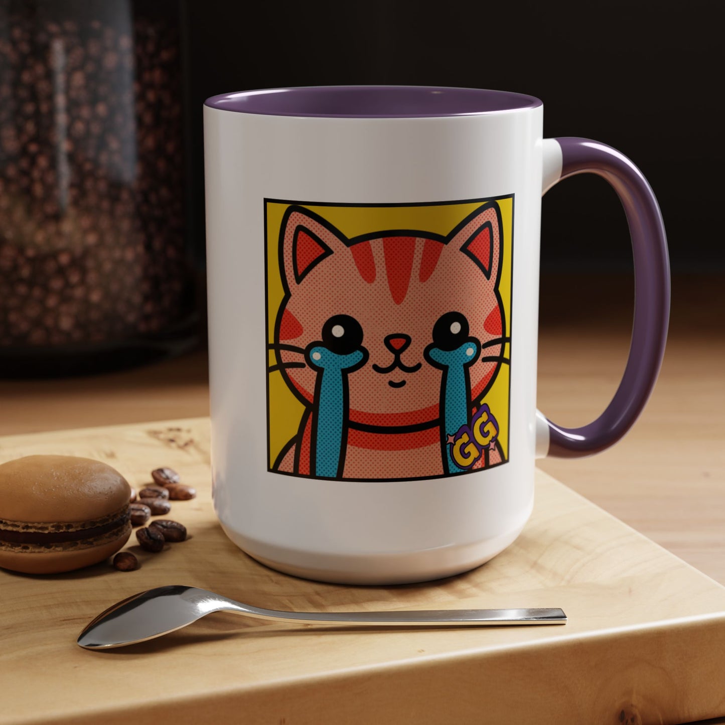 Good Game Tears of Joy - Cute Crying Cat Accent Coffee Mug (11/15oz) – Kawaii Pop Art Cat Emote GG