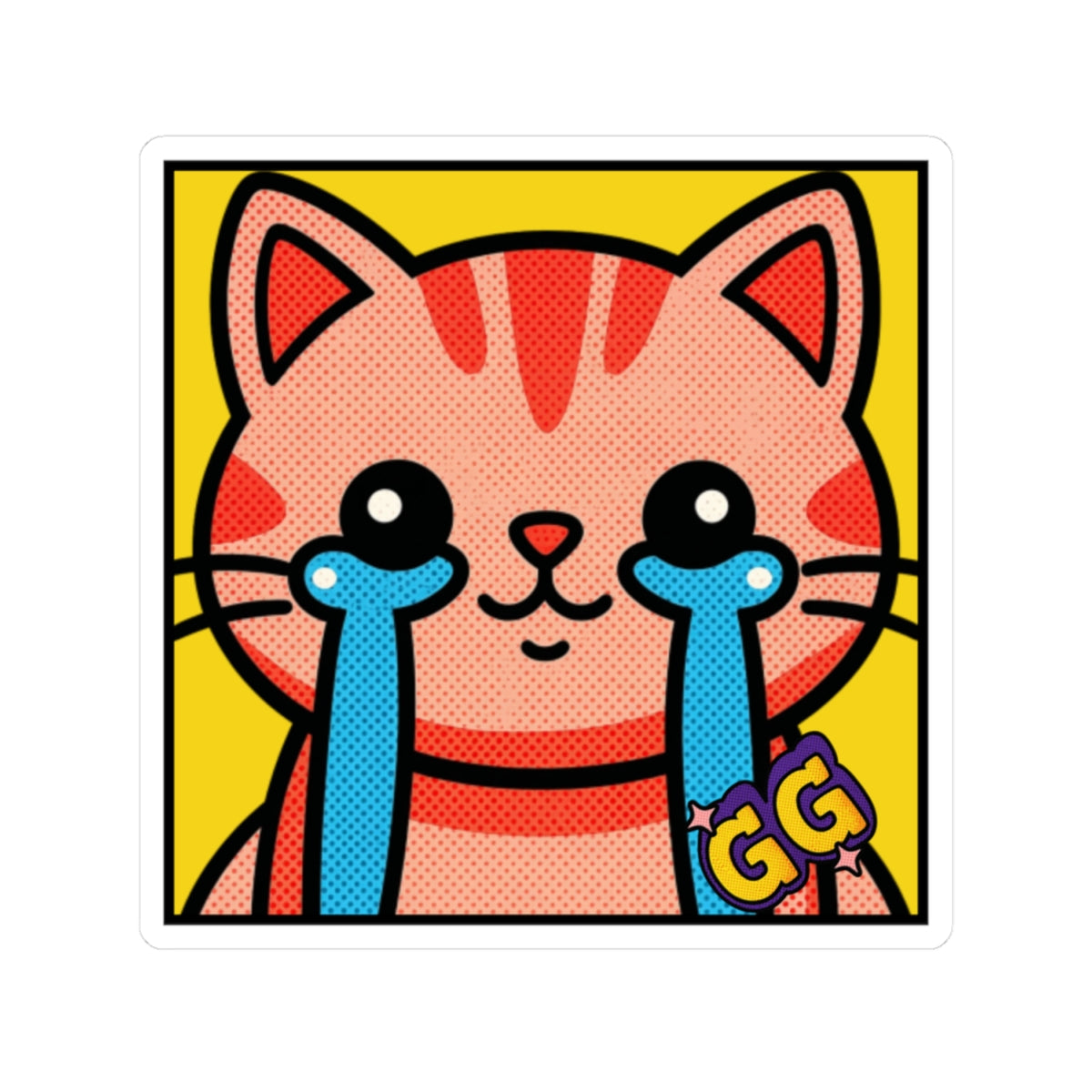 Good Game Tears of Joy Crying Cat Sticker — Cute Gamers Emote Kiss-Cut Decal