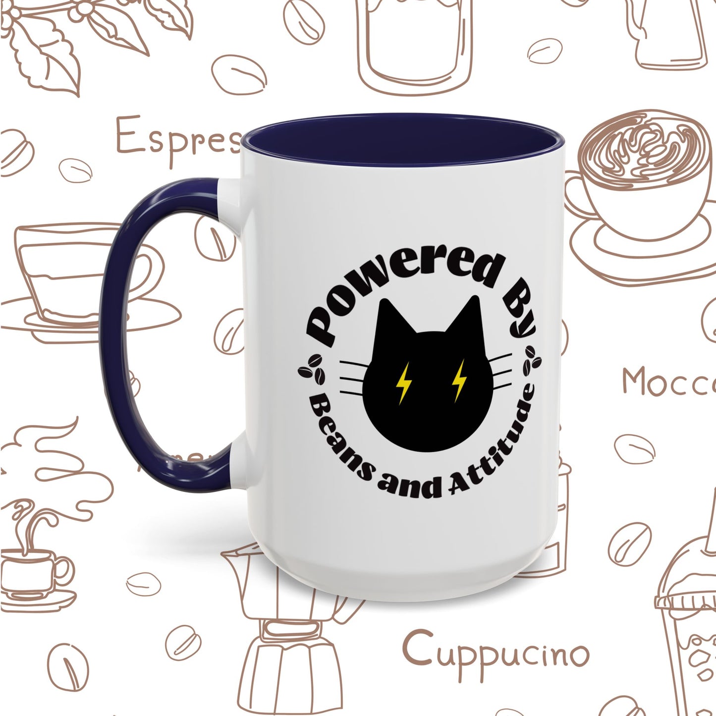 Powered By Beans and Attitude Coffee Mug | Accent Mug 11oz 15oz