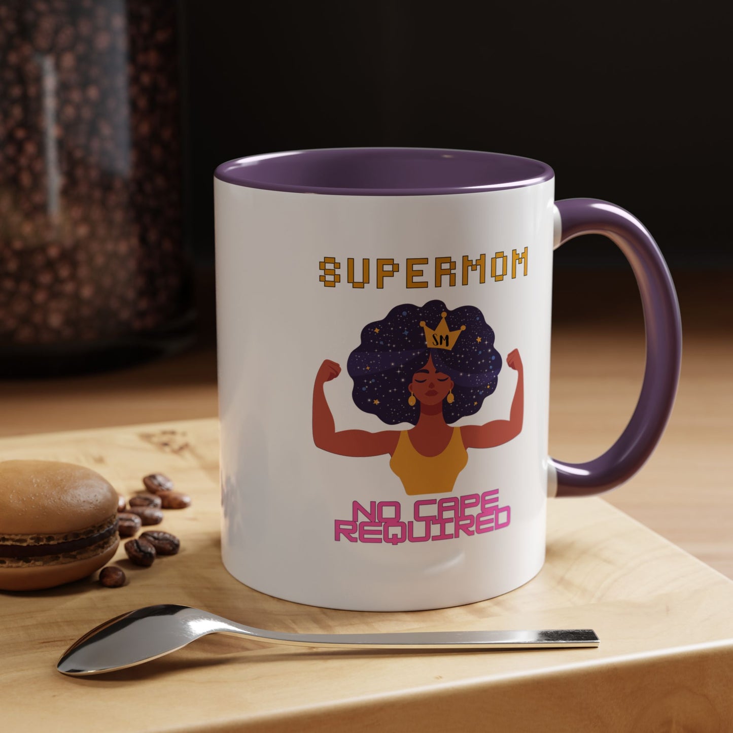 Accent Coffee Mug — "Supermom: No Cape Required" Empowerment Coffee Mug