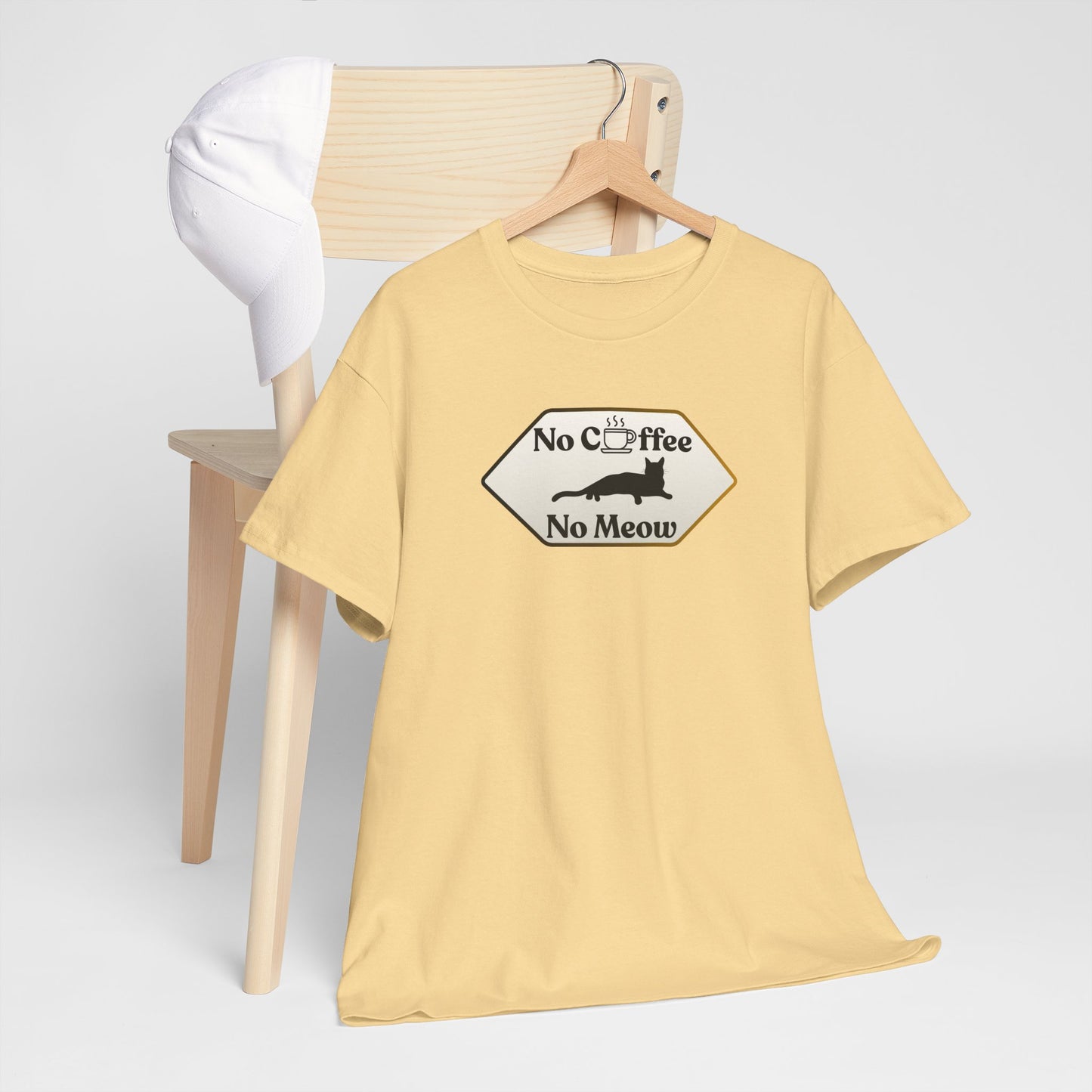 No Coffee No Meow T-Shirt — Sarcastic Coffee Cat Sign Tee, Funny Cat Lover Coffee Tee