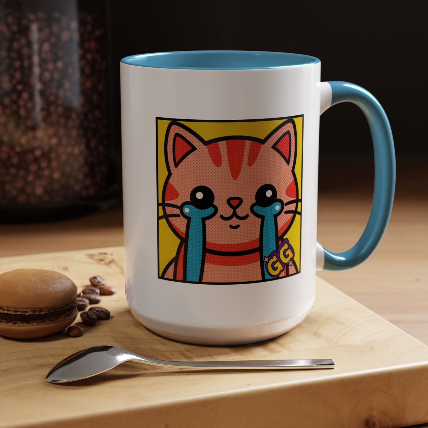 Good Game Tears of Joy - Cute Crying Cat Accent Coffee Mug (11/15oz) – Kawaii Pop Art Cat Emote GG