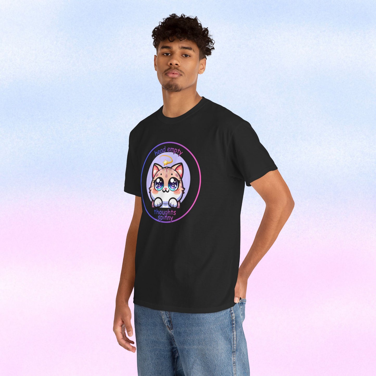 Cute Kawaii Dizzy Cat T-Shirt — "head empty. thoughts spinny."