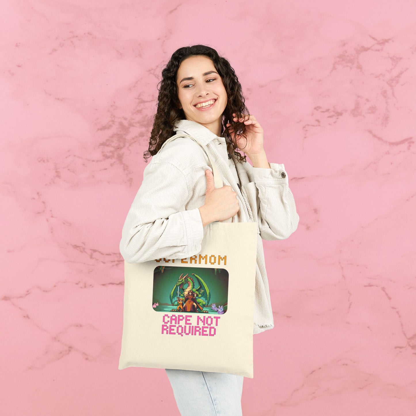 Dungeon Crawling Tote Bag — "Supermom: Cape Not Required" Canvas Market Tote