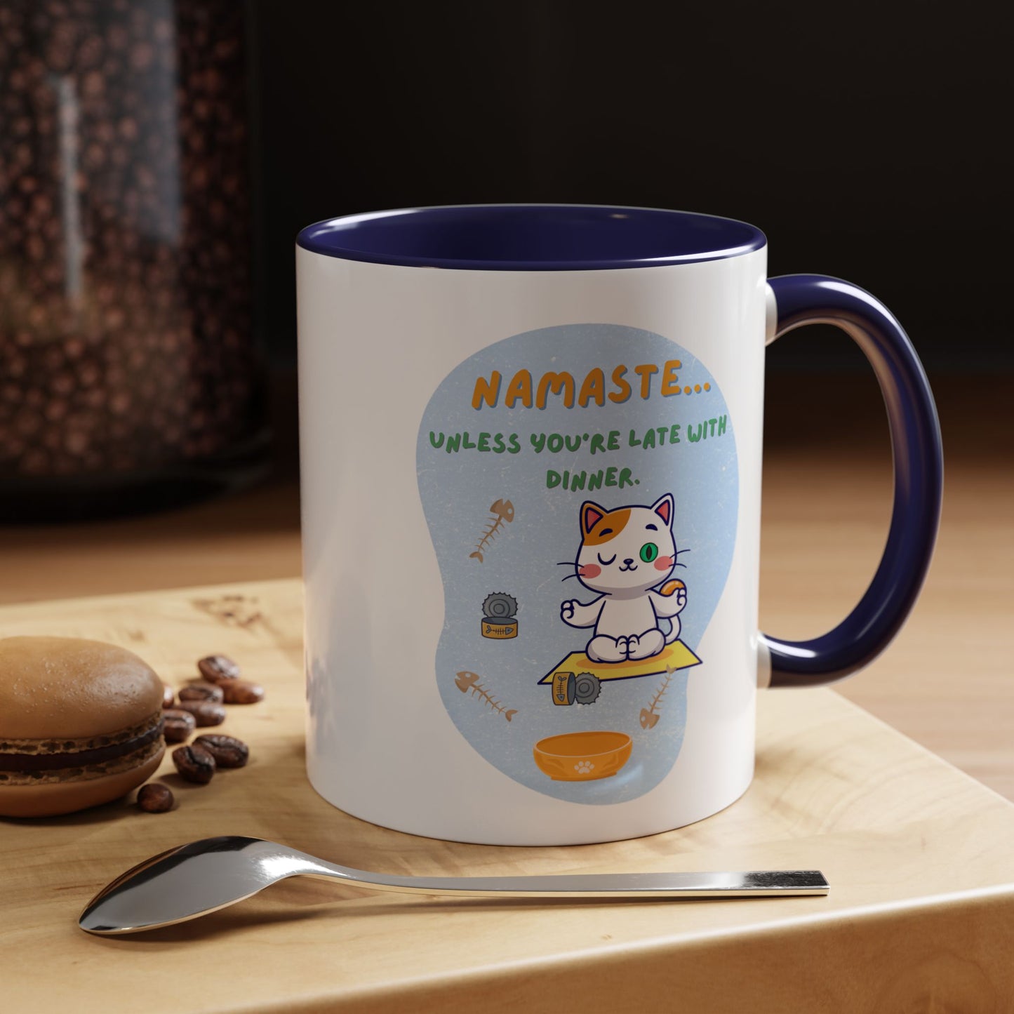 Namaste Cat Accent Coffee Mug | Cute Cat Mug, Coffee Cup Gift, Yoga Lover's Mug, Cat Lover Gift, Stylish Drinkware