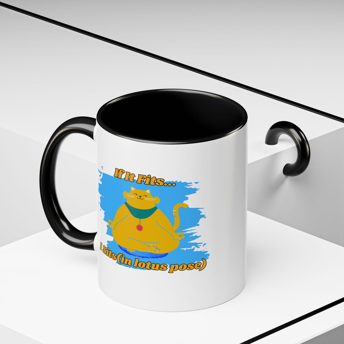 "If It Fits, I Sit" Lotus Pose Coffee Mug, Motivational Mug, Yoga Lover Gift, Meditation Mug, Funny Tea Cup