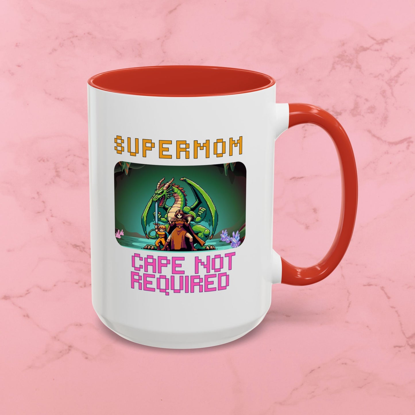 Dungeon Crawling Coffee Mug — "Supermom: Cape Not Required" Accent Mug (11/15oz)