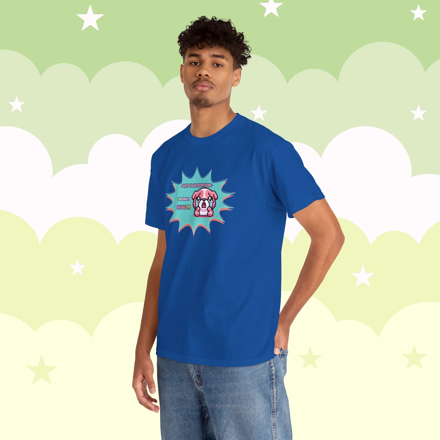 Wet Face Edition Pink Bulldog Tee — Funny Crying Pink Bulldog "I'm Fine! REALLY!!" Shirt