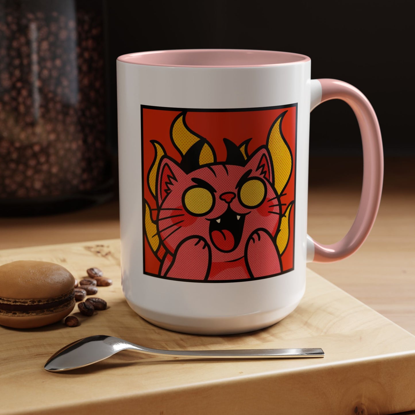 Evil Laughing Cat - Twitch Emote - Cute Devil Cat Accent Coffee Mug (11/15oz)