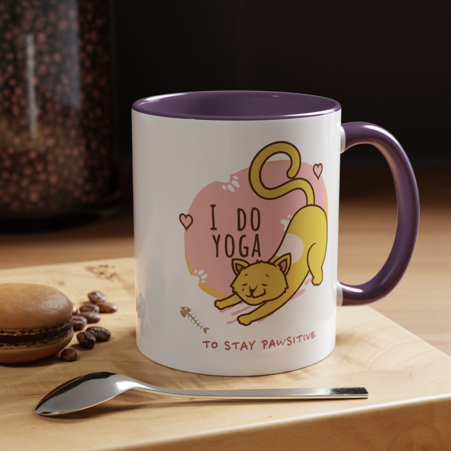 Pawsitive Vibes Coffee Mug - For Cat Lovers, Yoga Enthusiasts, Gift for Friends, Home Decor, Fun Kitchenware